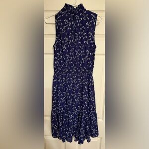 Nanette Lepore Navy & White Floral Smocked Dress